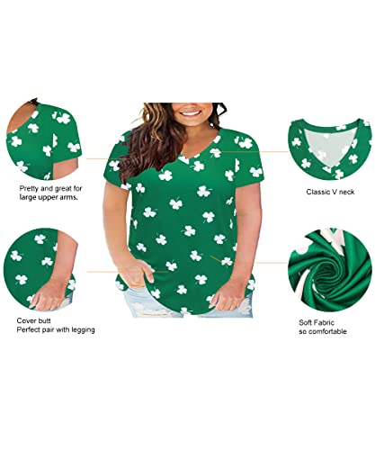 Image of RITERA Women Plus Size Tops Tie Dye V Neck Shirt Floral Camo Summer Short Sleeve Tunic Oversized Ladies Blouse XL-5XL