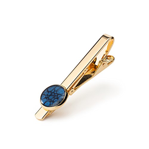 Dragon Porter - Classique Cercle Pince à Cravate Bijoux pour Homme (Style 10 - Bleu Foncé Or) - -6%