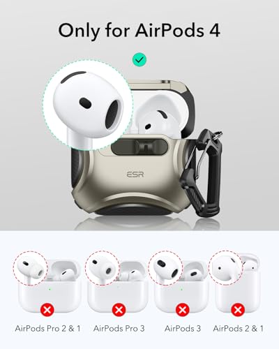 Image of ESR for AirPods 4 Case, Compatible with AirPods 4 Generation Case (2024) (USB-C), Compatible with MagSafe, Drop-Proof Lock, Easy Open, Cyber Series, Titanium
