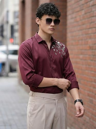Image of IndoPrimo Men's Stylish Satin Shirt for Party, Formal, Daily and Casual Wear Full Sleeve Shirt for Mens - Trio