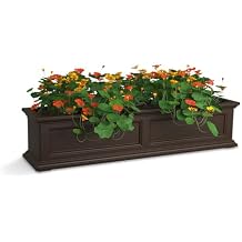 Mayne Fairfield 4ft Window Box, Self Watering Flower Box with Double Wall Design, All Season Fade Resistant Outdoor Window Planter With Steel Mounting Bracket, Espresso