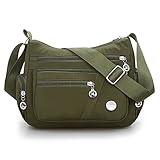 DENGSHANYANG Crossbody Bags for Women with RFID Multi Pocket Shoulder Bag Lightweight Waterproof Nylon Travel Purses and Handbags (Paragraph 2Army green)