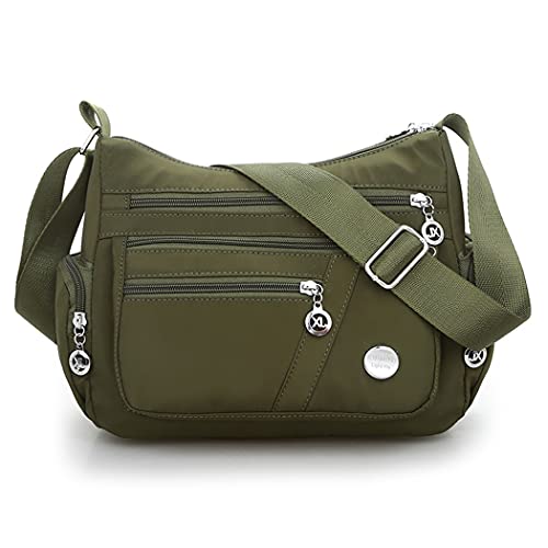 DENGSHANYANG Crossbody Bags for Women with RFID Multi Pocket Shoulder Bag Lightweight Waterproof Nylon Travel Purses and Handbags (Paragraph 2Army green)