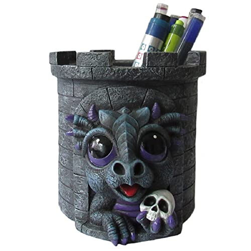 World of Wonders Dreamland Dragon Castle Pen Holders Caddy (Onyx) Fantasy Home Office Decor Desk Organizer