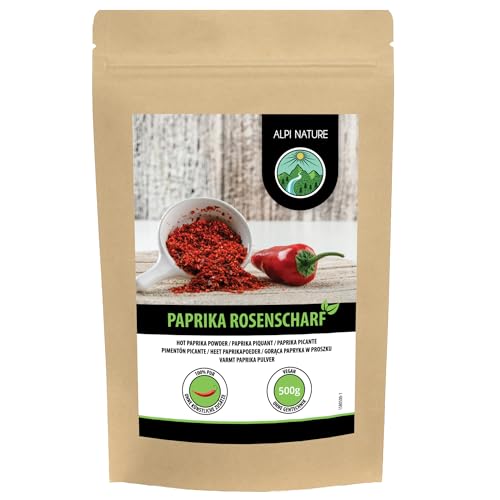 Alpi Nature Paprika rosenscharf 500g, Paprika Pulver scharf, Paprikapulver gemahlen zum Kochen