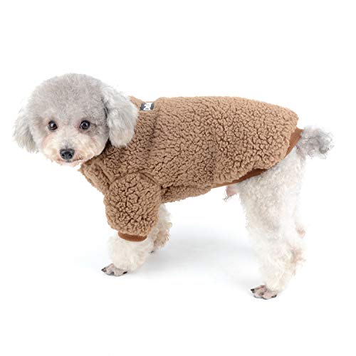 Zunea Wintermäntel für kleine Hunde Fleece Warm Hundepullover Sweater Welpen Winterjacke Chihuahua Katze Kleidung Haustier Jungen Mädchen Hundebekleidung Braun M