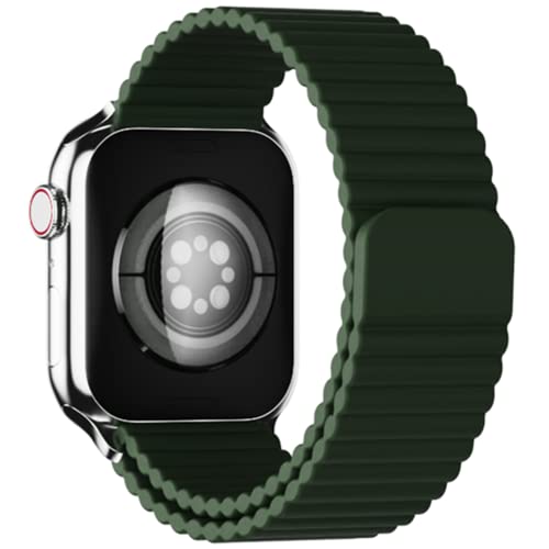 Image of HeiKe Magnetic Silicone Band for Apple Watch Band 49mm 46mm 45mm 44mm 42mm 41mm 40mm 38mm for Men Women,Sport Loop iWatch Wristband Strap for Apple Watch Ultra 3 2 1 SE Series 11 10 9 8 7 6 5 4 3 2 1