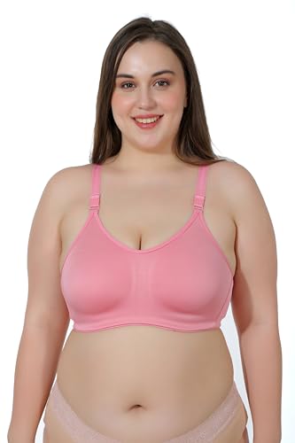 Image of MAROON Cotton Satin Blend Seamless Non Padded Non-Wired Full Coverage Women Minimizer Bra