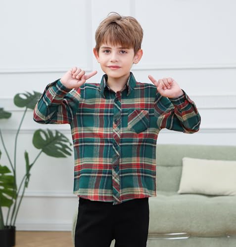 Image of Betusline Boy and Men Button Down Plaid Shirt