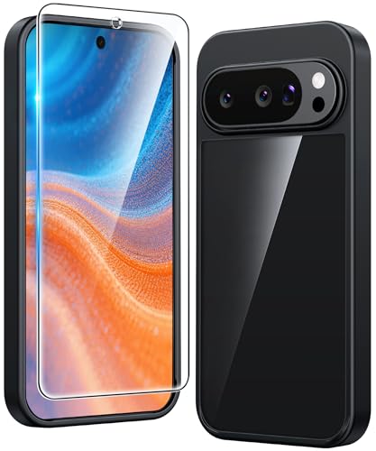 FNTCASE for Google Pixel 10 Case: Pixel 10 Pro Case Google 9/9 Pro Non-Yellowing Clear Slim Case | Rugged Anti-Drop Shockproof Scratch Protective Thin Transparent Crystal Cell Phone Cover(Black) - 2