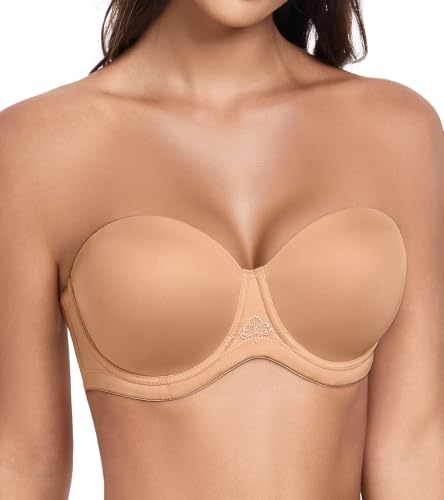 Image of HACI Women's Strapless Bra Full Coverage Contour Underwire Plus Size