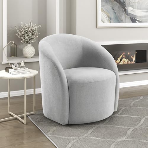 Lexicon 360 Degree Swivel Accent Chair, Boucle Fabric Arm Chair with Metal Swivel Base and...