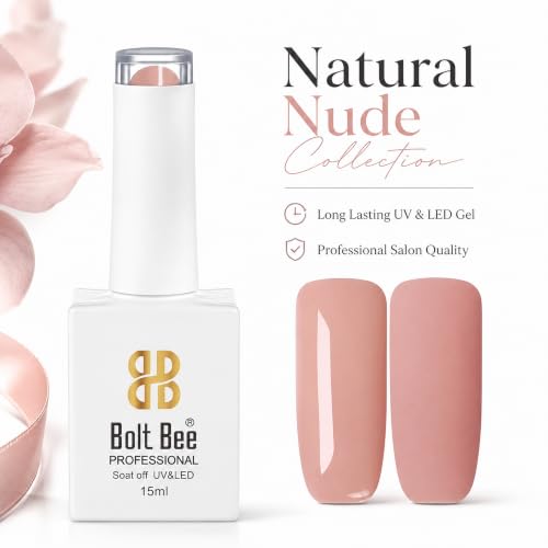 Image of BOLT BEE 15ML Gel Nail Polish 1Pc Clear Pink Glitter Nail Polish Soak Off UV LED Nail Gel Polish Nail Art Starter Manicure Salon DIY at Home, 0.5 OZ (1) (124)