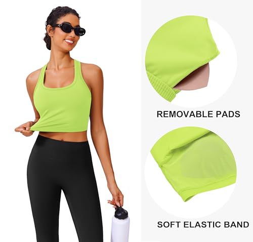 Image of PINSPARK Sports Bra Longline Racerback Tank Tops for Women Padded Workout Yoga Top