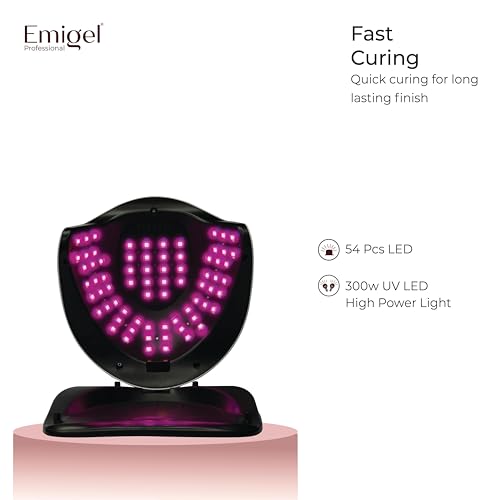Image of Emigel Nail UV Lamp 300W | Fast Dryer for Nail Gel Polish | UV Nail Curing Lamp | Professional UV Nail Lamp 2 in 1 UV LED Lamp Dryer | Large Space for Both hands | For Salon & Home Use.