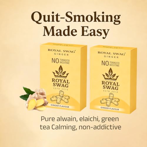 Image of ROYAL SWAG Ginger Flavour Wellness Sticks 10 Sticks Each Pack of 2 Boxes Ayurvedic Herbal Blend Wellness Sticks