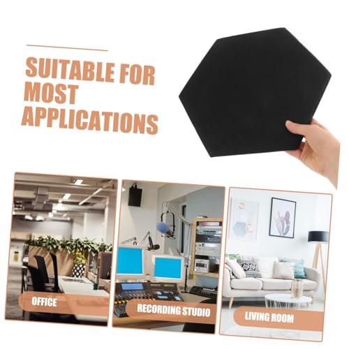 Kisangel 12 piezas paneles hexagonales absorbentes de sonido con adhesivo, aislamiento acústico decorativo para reducción de ruido en paredes para uso en hogar, estudio y oficina miniatura 3