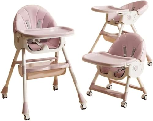 ベビーダイニングテーブル 調節可能なベビーダイニングテーブル ホームダイニングトレイシート 幼児用ダイニングチェア 折りたたみ式 取り外し可能なキャスター付き 高さ調節 ベビーフードダイニングテーブルチェア ベビー子供用チェア 多機能 組み立て簡単 ベビー
