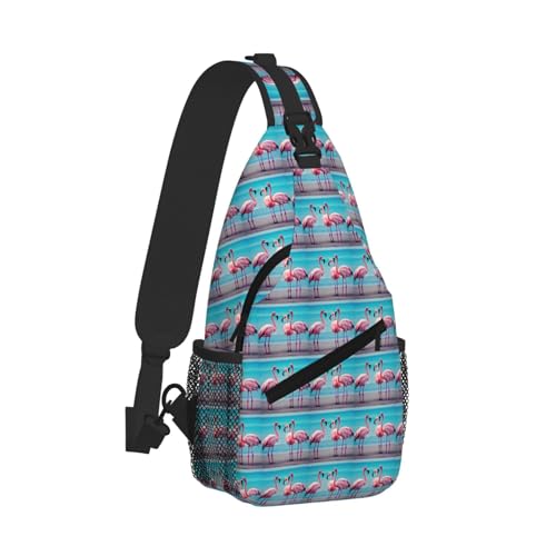 Flamingo Beach Printing Fashion Sling Bag For Men Chest Shoulder Backpack Crossbody Motocycle Daypack For Travel Hiking2