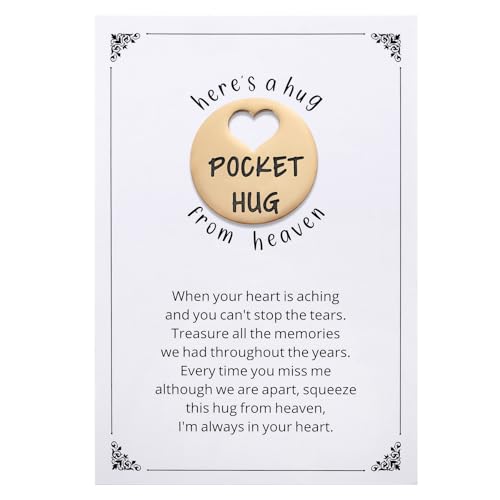 Ralukiia Pocket Hug from Heaven, Metal Engraved Token, Memorial Gift for Loss of Mom Dad Son...