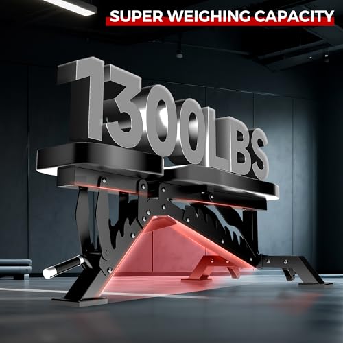Image of Weight Bench, Adjustable Workout Bench for Home Gym Full Body Workout, 1300LBS Weight Capacity Bench Press, Flat /Incline Bench with 33 inch Extra-Long Backrest & Wheels
