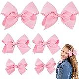 Bekecidi 6 Stück Schleifen-Haarspangen Haarschleifen aus Ripsband Bogen-Haarspangen Haarschleifen für Mädchen und Frauen, 3 Größen(Rosa)