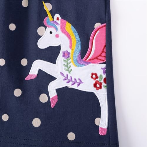 Image of Girls Cotton Long Sleeve Casual Cartoon Appliques Striped Jersey Dresses