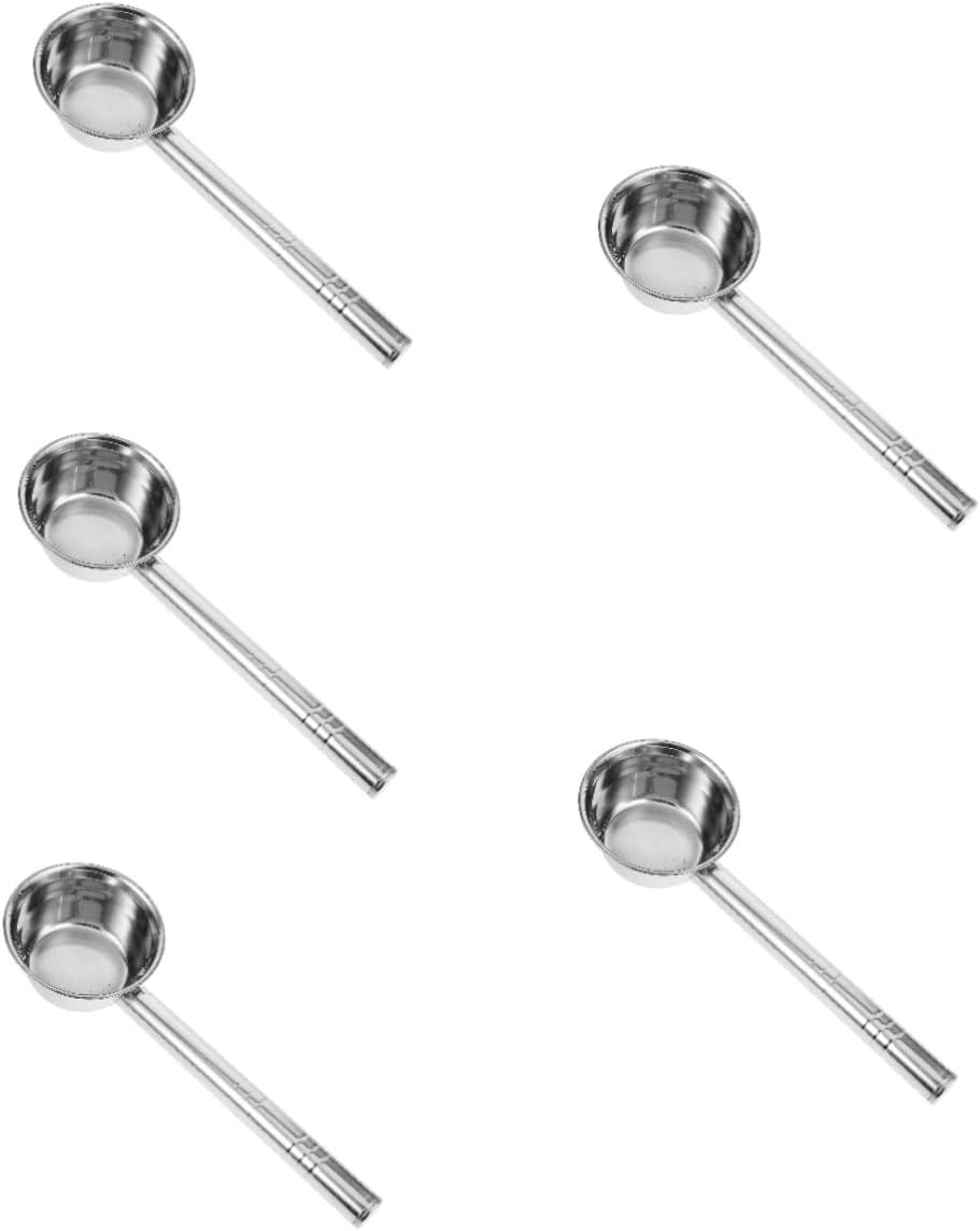 5pcs Stainless Steel Extended Handle Ladle for Kitchen and Garden Use Watering Scoop Generous Capacity Practical Soup Ladle for Home and Restaurant