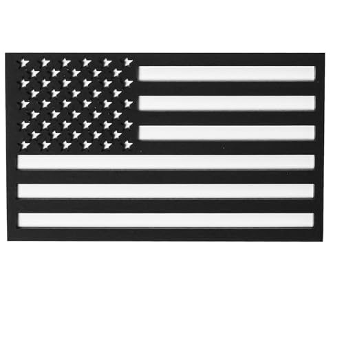 Image of 2 Pack 3D Metal Black American Flag Sticker for Car，Embossed Black 5 inch x 3 inch Patriotic Bumper Stickers Decal for Car Trucks，Compatible with Jeep, Trucks, RV, SUV and More（ Hollow Black）