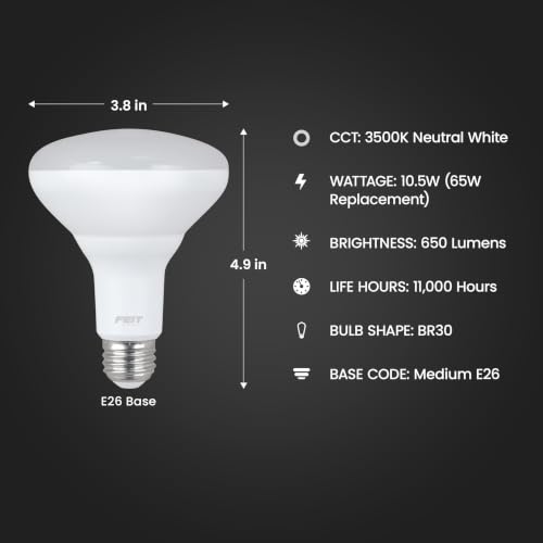 Image of Feit Electric BR30 LED Flood Light Bulb, 65W Eq, Neutral White, 2 Pack