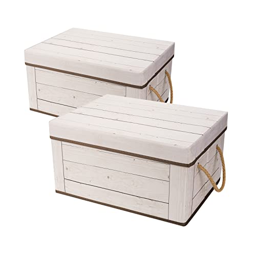 Livememory Memory Box for Keepsake, Decorative Storage Boxes with Lids and Handles for Storage, Decorative - L15.7 x W11.8 x H7.9 In (Not Made of Wood, 2 Pack)