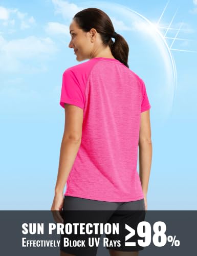 Image of MoFiz Women's Short Sleeve UPF 50+ Sun Protection Sports T-Shirt Quick Dry Running Workout Athletic Tee Top