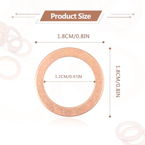 Image of KEVWR 15 Pcs Oil Drain Plug Gasket 14mm Copper Crush Washer Seals Compatible with Mercedes Benz OEM #007603-014106