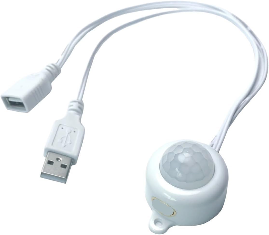 USB PIR Motion Light Switch DC 5V 12V -24V Automatic Infrared for Strip(White)