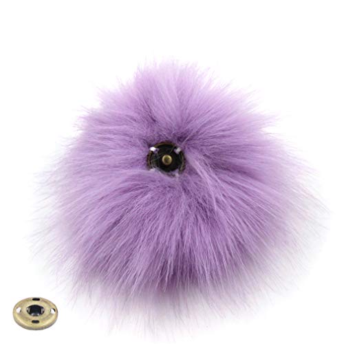 12pcs DIY Knitting Hats Accessires - Faux Fake Fur Pom Pom Ball with Press Button (Lilac)