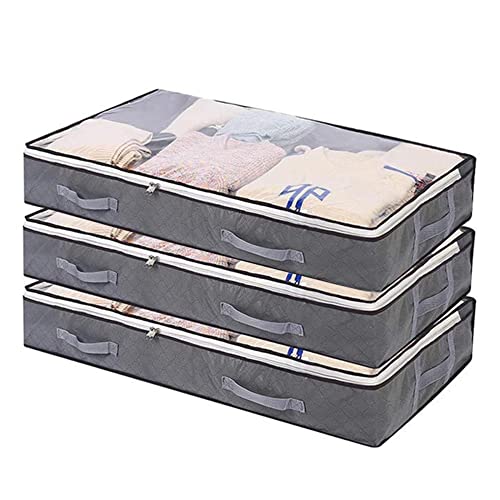 Glorlliant Aufbewahrungsbeutel unter dem Bett, faltbar, 75 l, Aufbewahrungsbehälter mit transparentem Fenster, verstärkte Griffe, Organizer mit Reißverschluss Cover