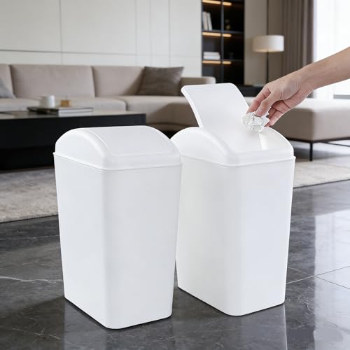 3 Packs Envase de Basura con Tapa Abatible 4.5 gal Blanco miniatura 4