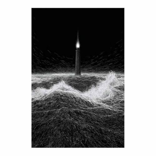 Tableau noir et blanc vagues vaporeuses pour rehausser un mur blanc vide salon et chambre