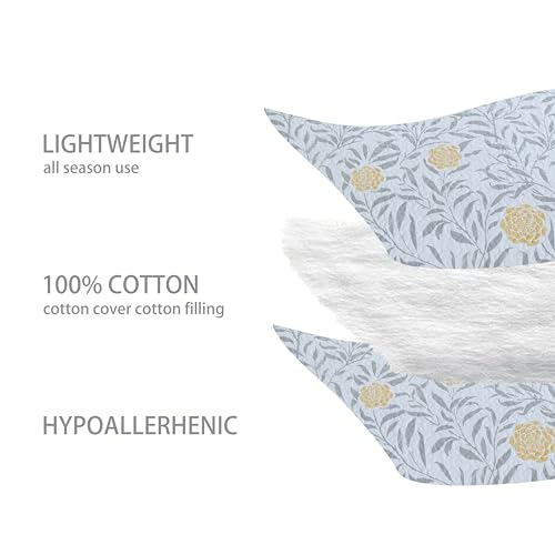 Homzard Floral Queen Comforter Set - 100% Cotton Quilts Queen Size,Yellow Gray White Bedspreads (90 * 98 Inch) with 2 Pillow Shams, Farmhouse Lightweight Bedding 3 Pieces