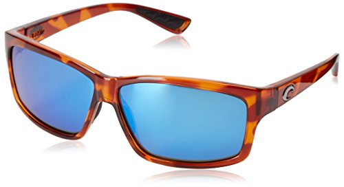 Costa Del Mar Men's Cut Sunglasses, Honey Tortoise/Grey Blue Mirrored Polarized-580G, 60 mm