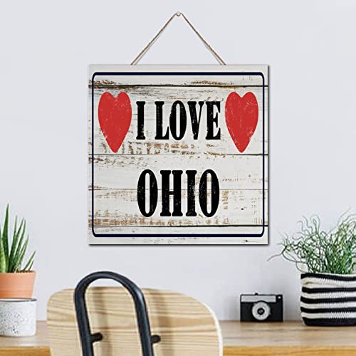 Panneau en bois Ohio avec inscription I Love Ohio unique - 4