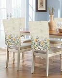 LiDU Spring Floral Chair Covers Set of 6 for Dining Room, Summer Botanical Eucalyptus Leaves Chair B