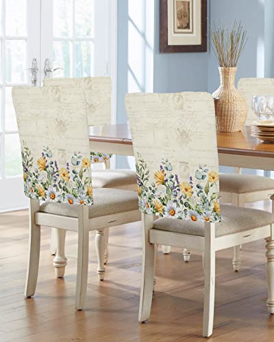Lidu Spring Floral Chair Covers Set Of 6 For Dining Room, Summer Botanical Eucalyptus Leaves Chair Back Cover Removable Kitchen Chair Slipcovers Seat Protector For Party Banquet Christmas Decorations #TOP9