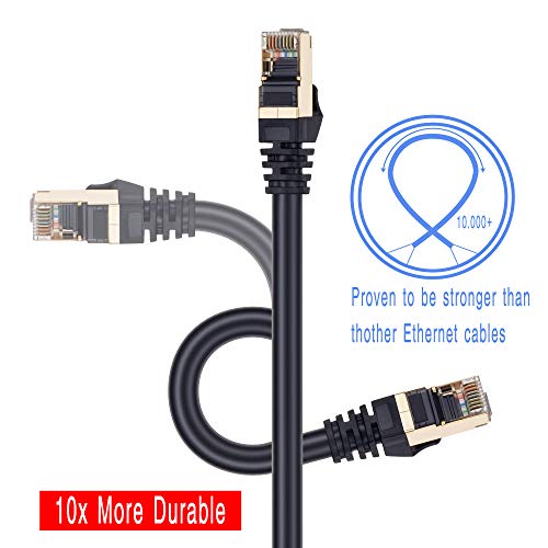 Outdoor Cat 7 Ethernet Cable 100Ft, Tan QY Outdoor Network Cable,Outdoor Cat 7 Gigabit Cord Patch Cable RJ45 Gold Plated Lead Waterproof Ethernet Cable Direct Burial Network Cable (30M/100Ft) - Thumbnail 4