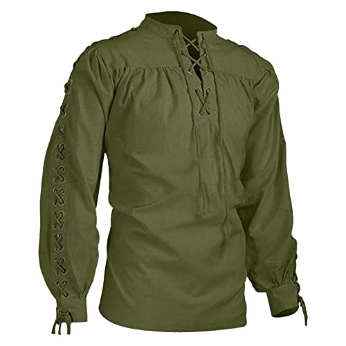 Camisa tradicional de lino y algodón medieval para hombre