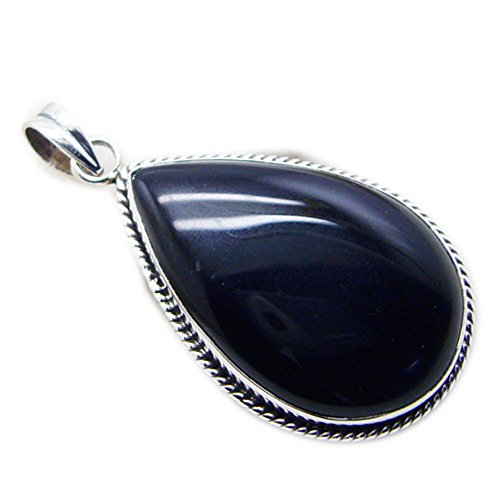 Pendentif Onyx Noir Marquise en argent fait main, un bijou d'exception