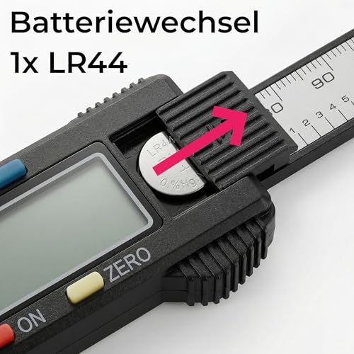 jj-shop24 Digitaler Messschieber, Schieblehre Messlehre, 0-150 mm, Digital LCD Display, Kohlefaser Kunststoff, Caliper Lehre für Außen, Tiefen und Schrittmessung