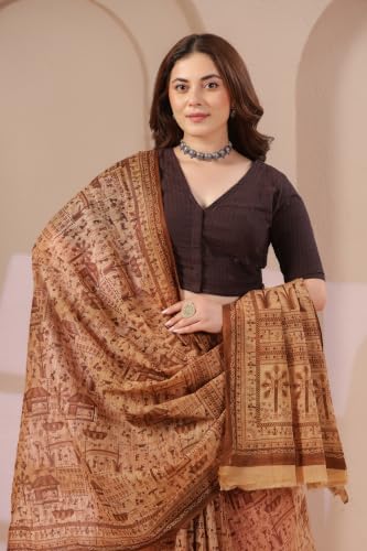 Image of TAMAIRA FASHION Off White Mulmul Pure Cotton Saree For Woman Warli Printed|Office Wear Daily Wear Sarees For Women Without Blouse Piece (Available in 21 Colours)