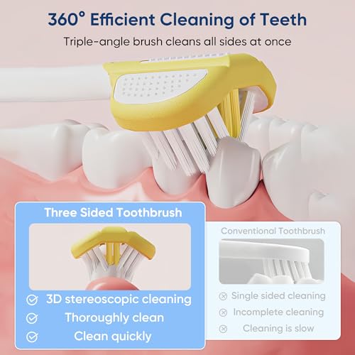 Image of EASICUTI Soft Toddler Toothbrushes, Efficient 3 Sided Toothbrush, Patent