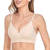 Vinfact BH Damen Ohne Bügel,V-Ausschnitt Bustier Damen Rückenfrei BH Minimizer Push up Bra Women Sport Schlaf Yoga BH für Frauen, Mädchen-L Nude